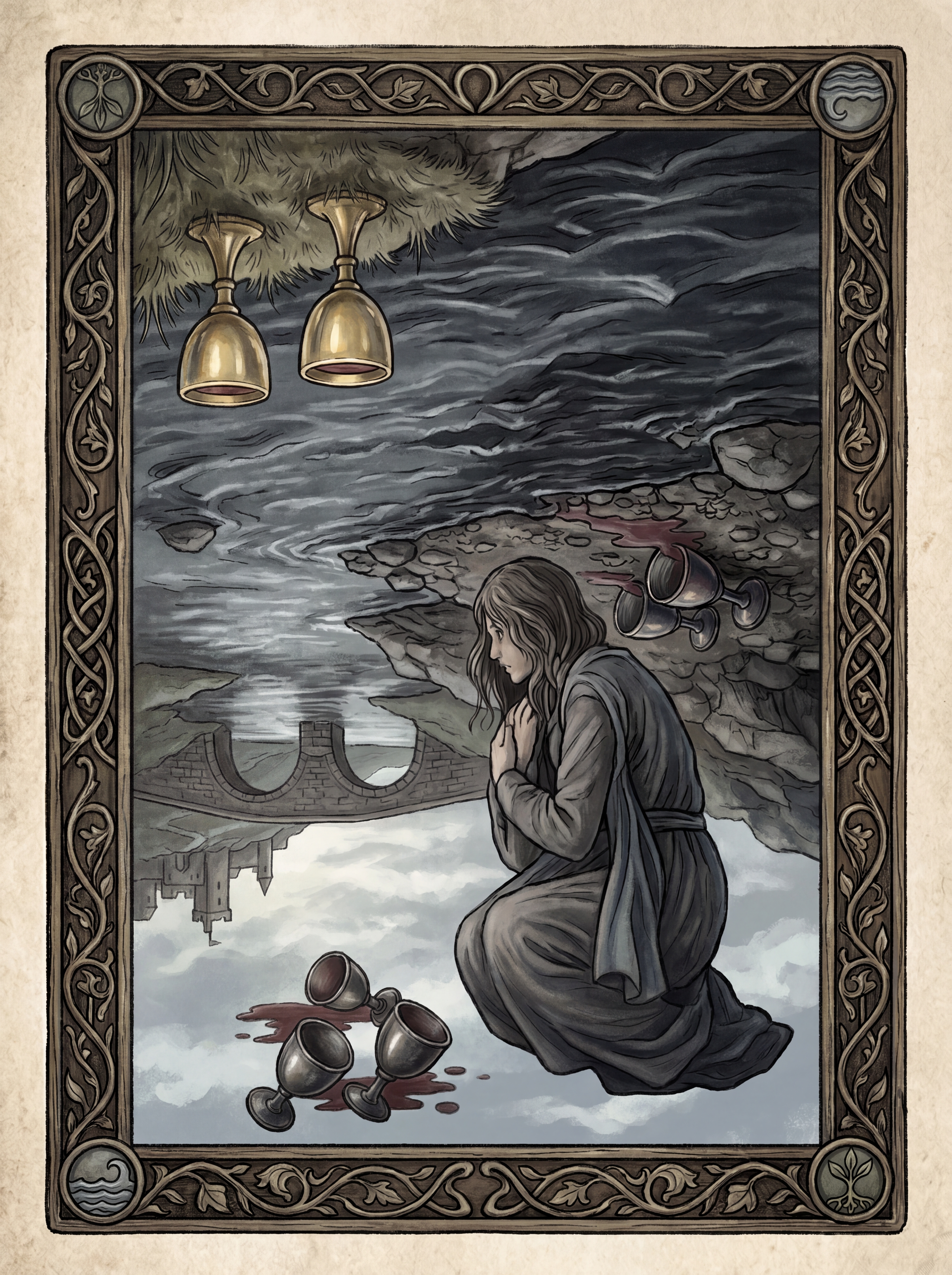 Cinco de Copas no Tarot — significado no amor, carreira e conselho — reversed