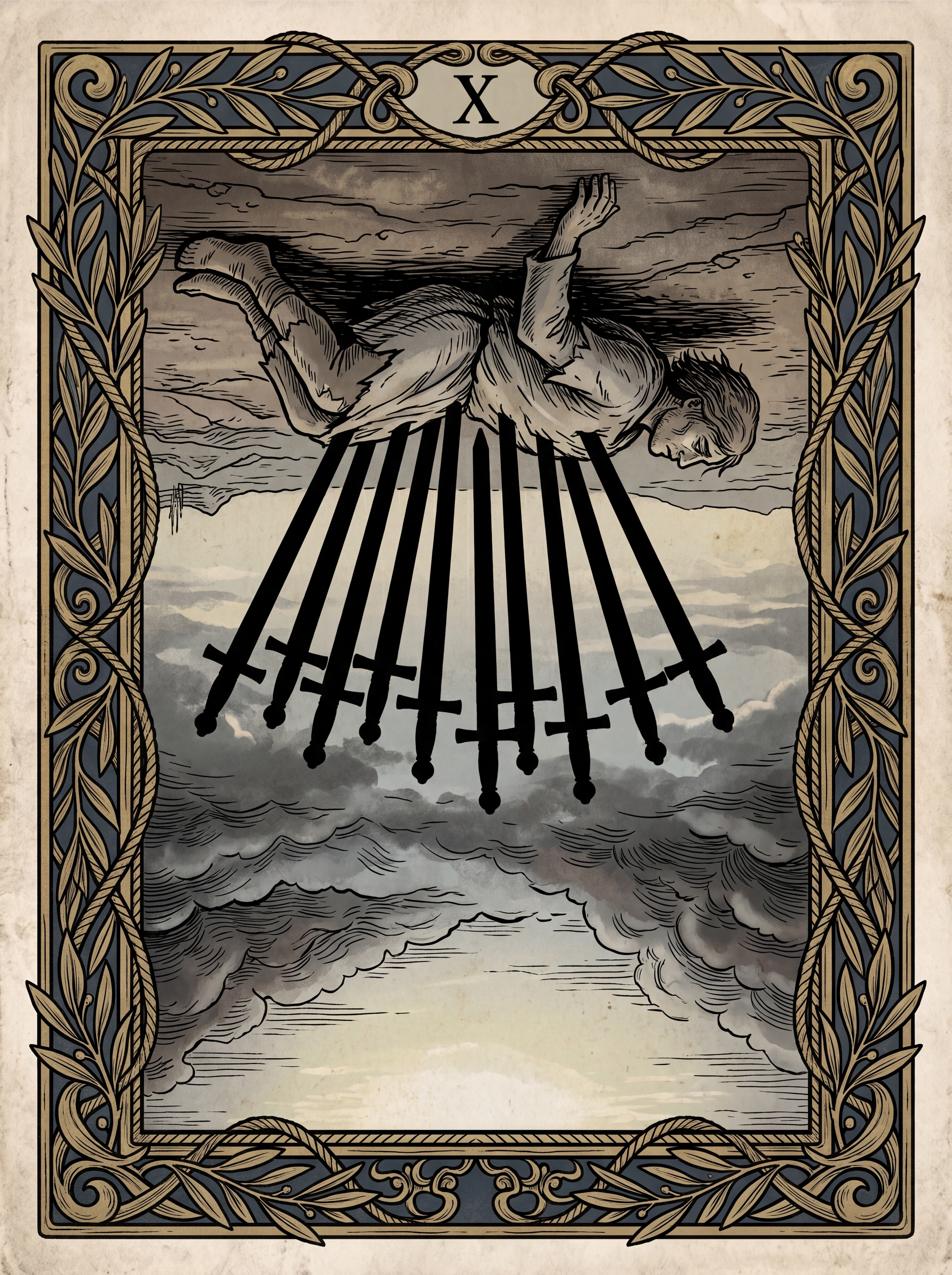 Dez de Espadas no Tarot — significado no amor, carreira e conselho — reversed