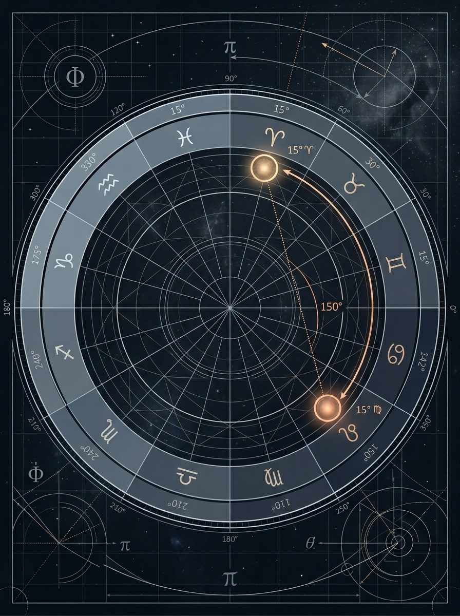 Quincúncio (150°) — diagram