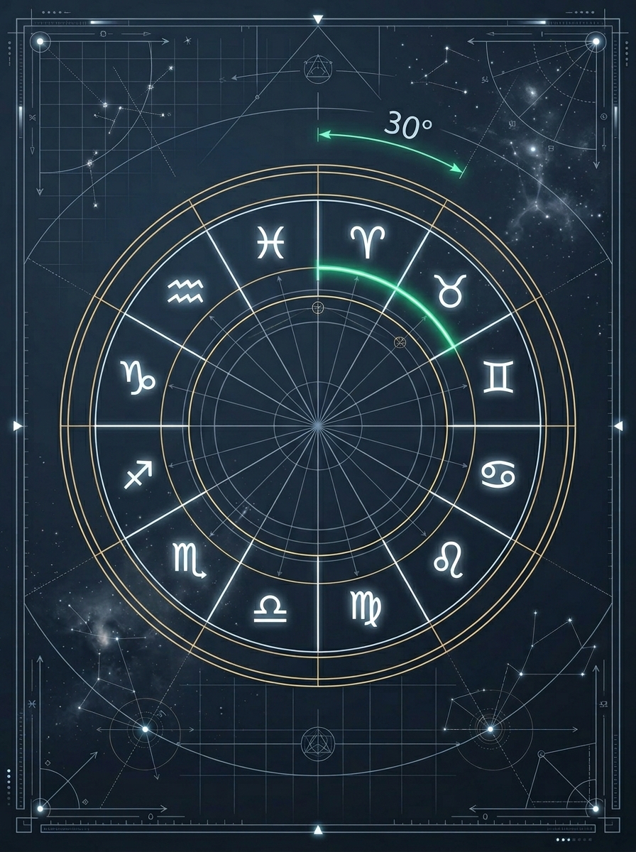 Semi-sextil (30°) — diagram