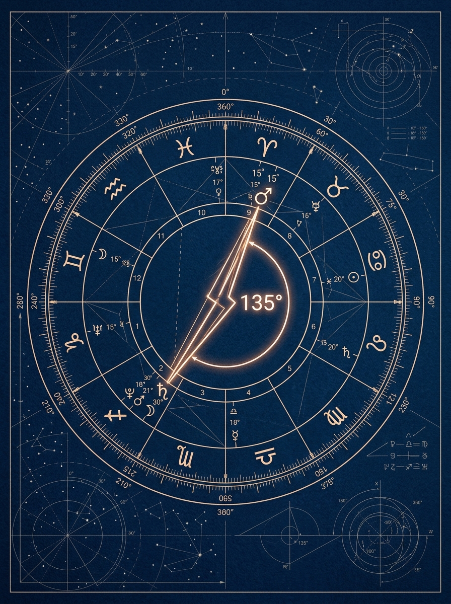 Sesquiquadratura (135°) — diagram